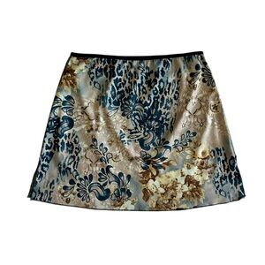 Vintage Y2K Animal Print A-Line Mini Skirt Black Tan Gold Size M